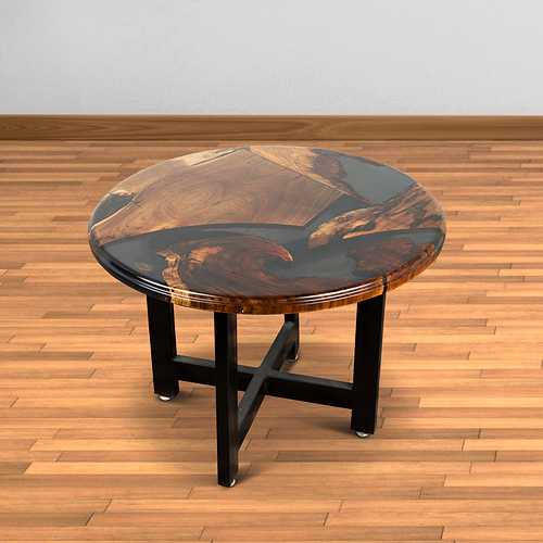 Crowned Wood Resin Round Table
